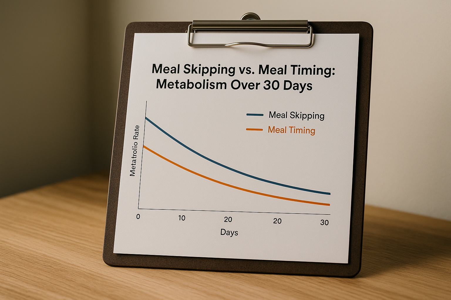 Visual chart showing meal skipping weight loss metabolism comparison over 30 days with strategic timing data