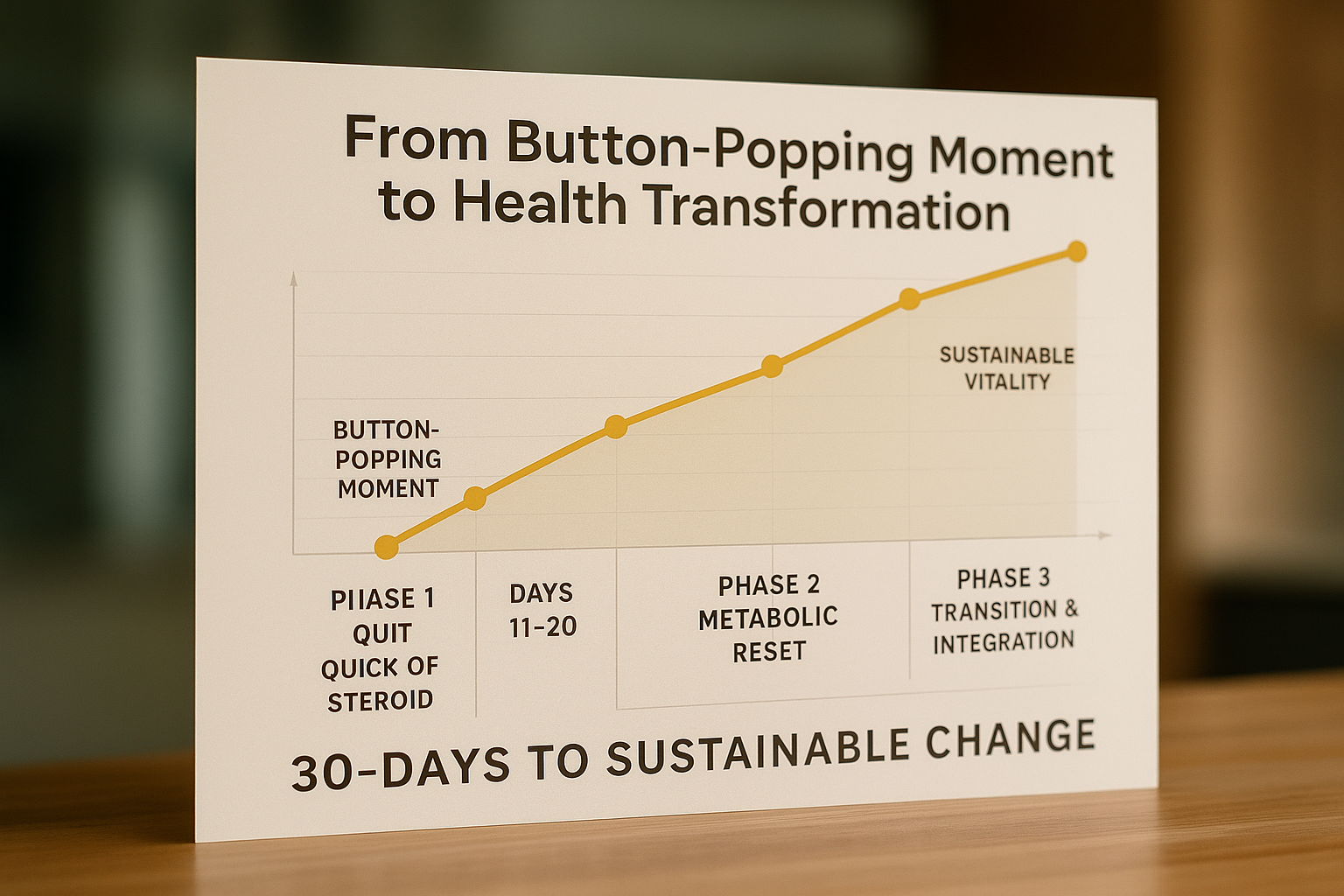 Visual chart showing Fresh Start 30 transformation timeline after button-popping moment realization