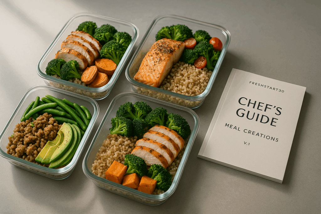 FreshStart30 program meal prep showing balanced nutrition for metabolic reset