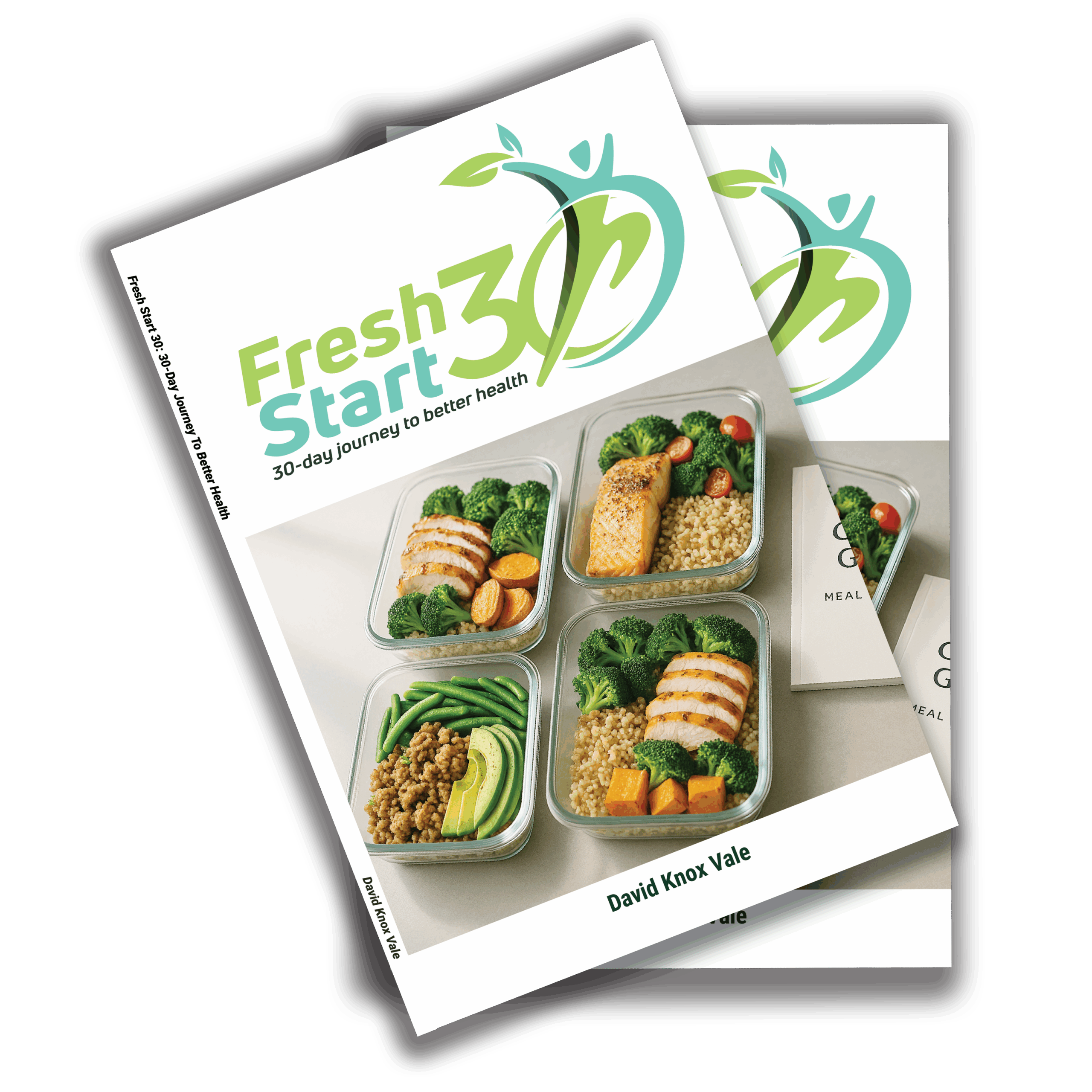 FreshStart30 30-Day Program Book FreshStart30 book cover featuring healthy meal prep containers for the 30-day program