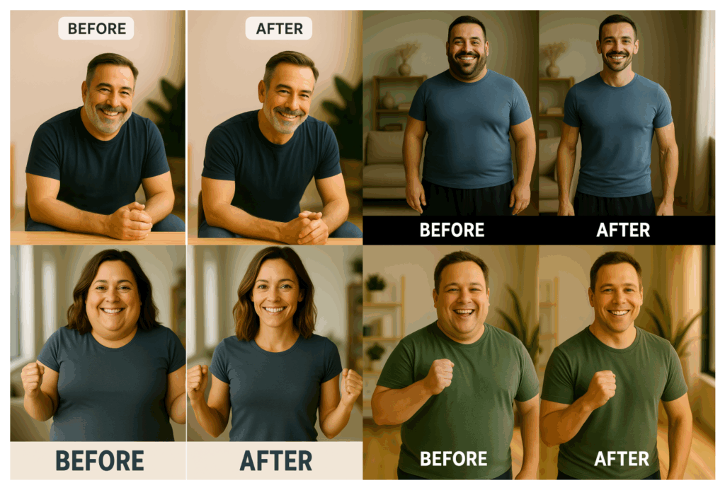 Before and after transformation results showing the power of the 30 day health transformation program