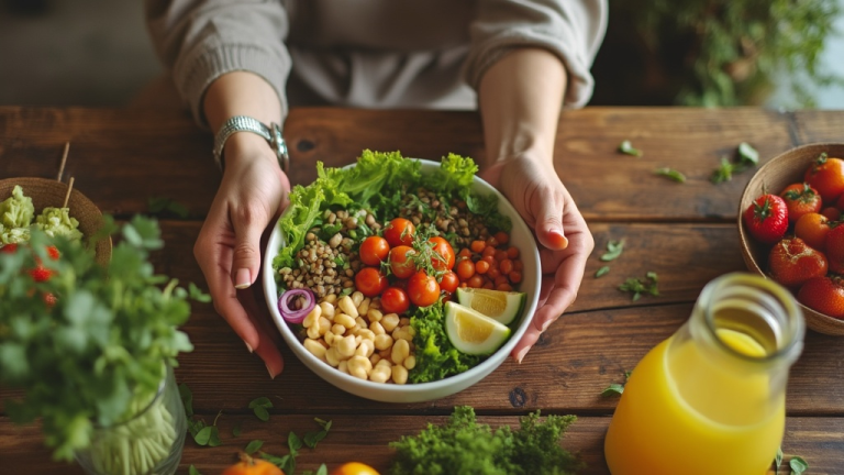 Woman eating mindfully without food tracking apps or devices