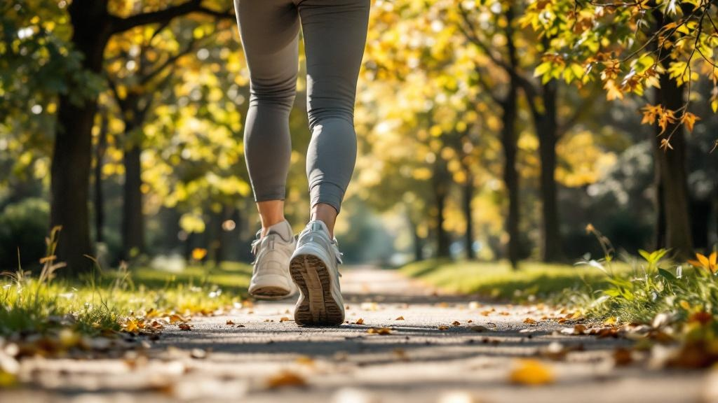 Person walking outdoors on a path with natural surroundings, representing walking for weight loss and active movement.