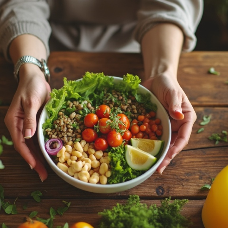 Woman eating mindfully without food tracking apps or devices